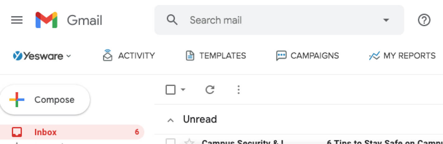 Yesware Gmail Menu