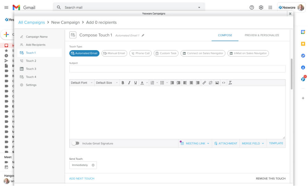 Yesware Campaigns for Gmail