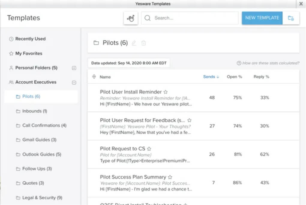 Yesware Email Templates for Gmail